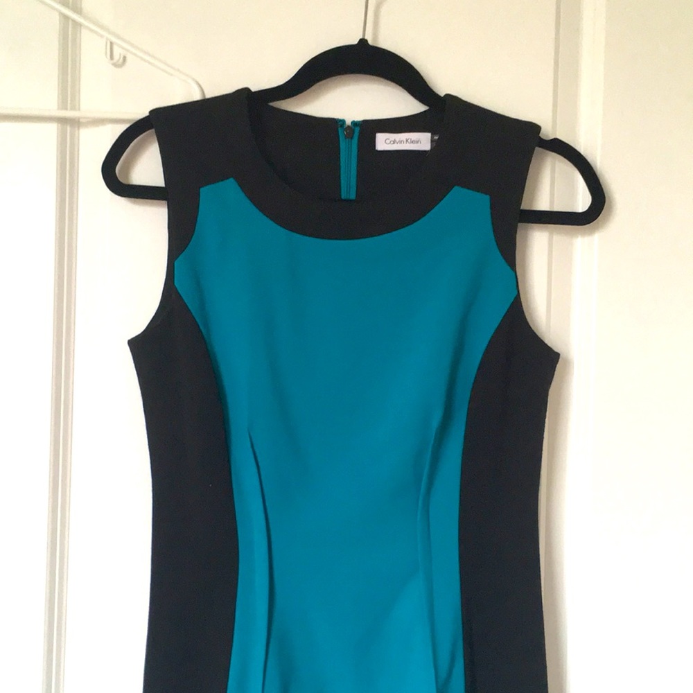 Calvin Klein Cocktail Dress, Black and Teal 4